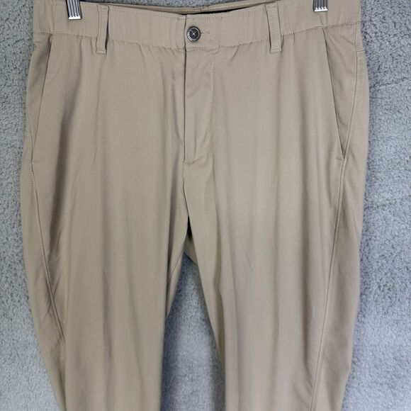 S Under Armour Pants Mens 34x32 Beige Golf Flat Front Casual Performance - Picture 2 of 12